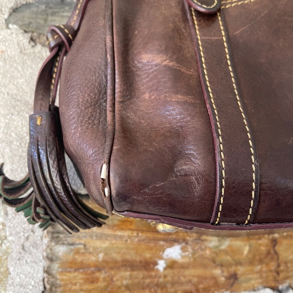 Dooney & Bourke Dark Brown Leather Florentine Tassel Handbag - Picture 9 of 13